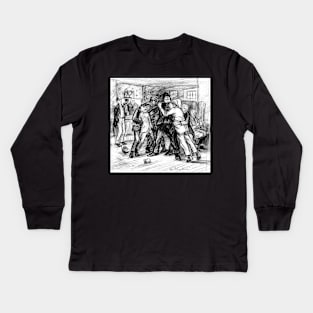 Policeman & Others Hold Back Two Men Fighting In A Pub 1909, William James Glackens Kids Long Sleeve T-Shirt